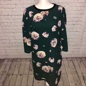 Short Floral Mini-dress, dark green, size M